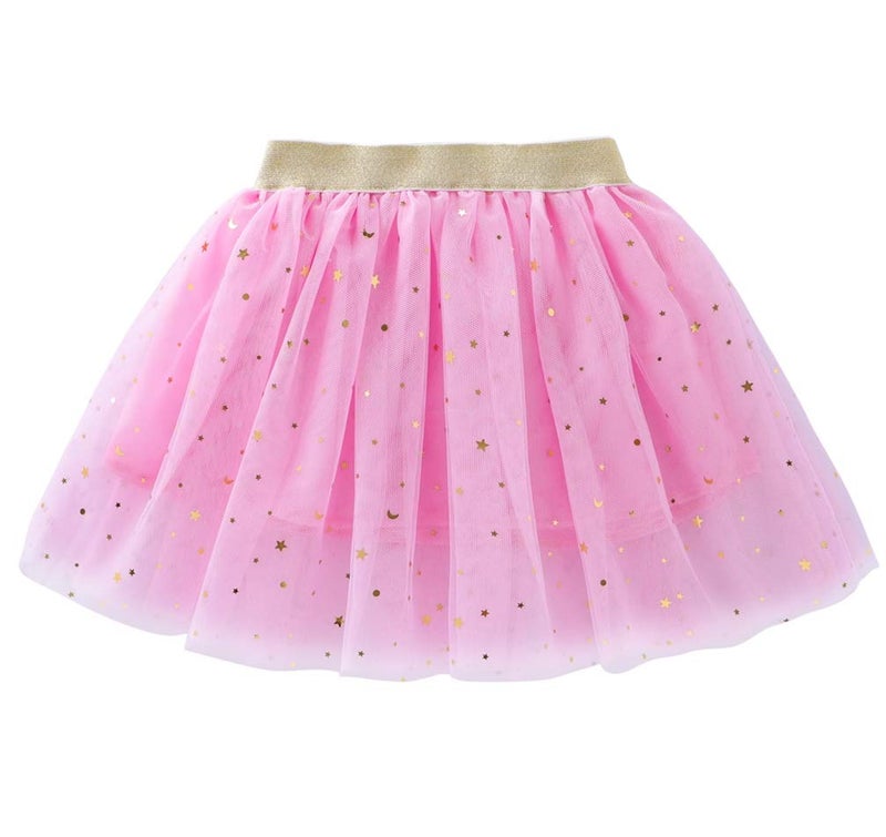 Tortoise & Rabbit Toddlers Girls Sparkle Tulle Tutu Skirt with Sequins Stars Moon Sun (Pink, 1-2years) - Image 2